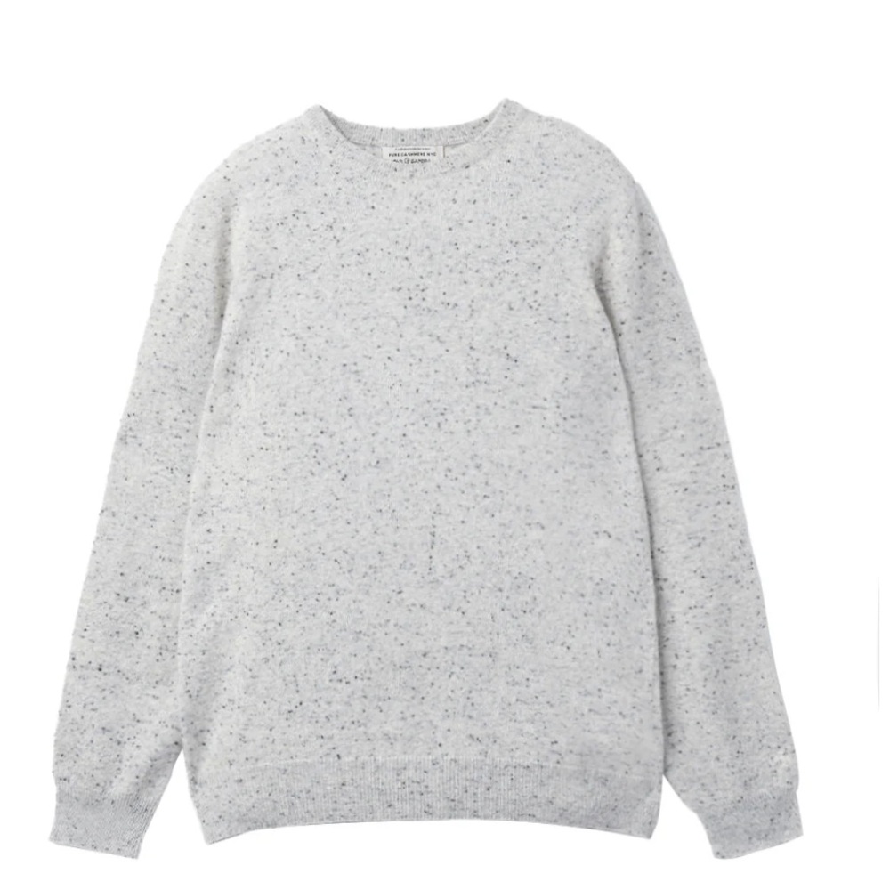 Pure Cashmere x Cafe LeandraLight Gray Speckled Crewneck Cashmere Sweater Size S
